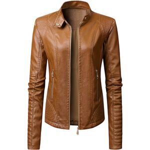 NWT Brown Faux Leather Jacket Size M